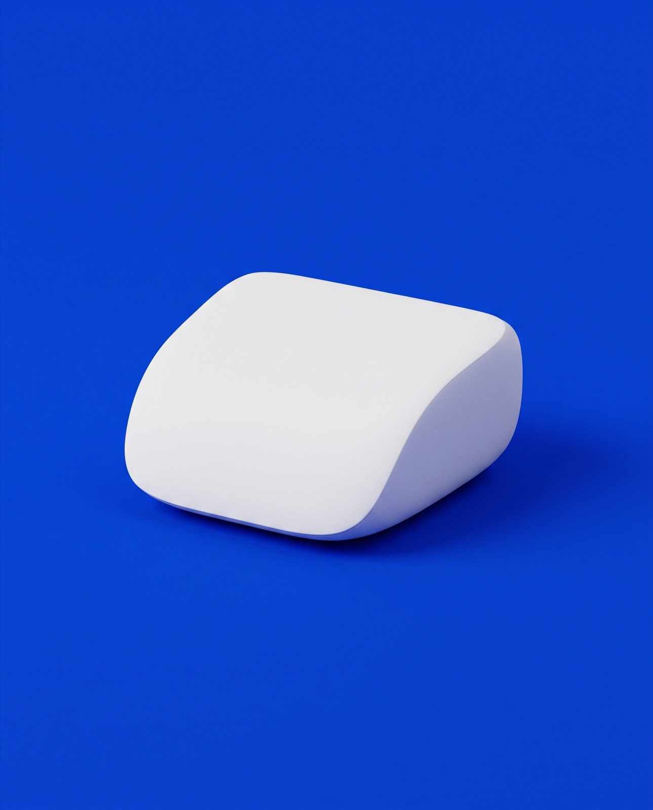 White product on a blue backdrop