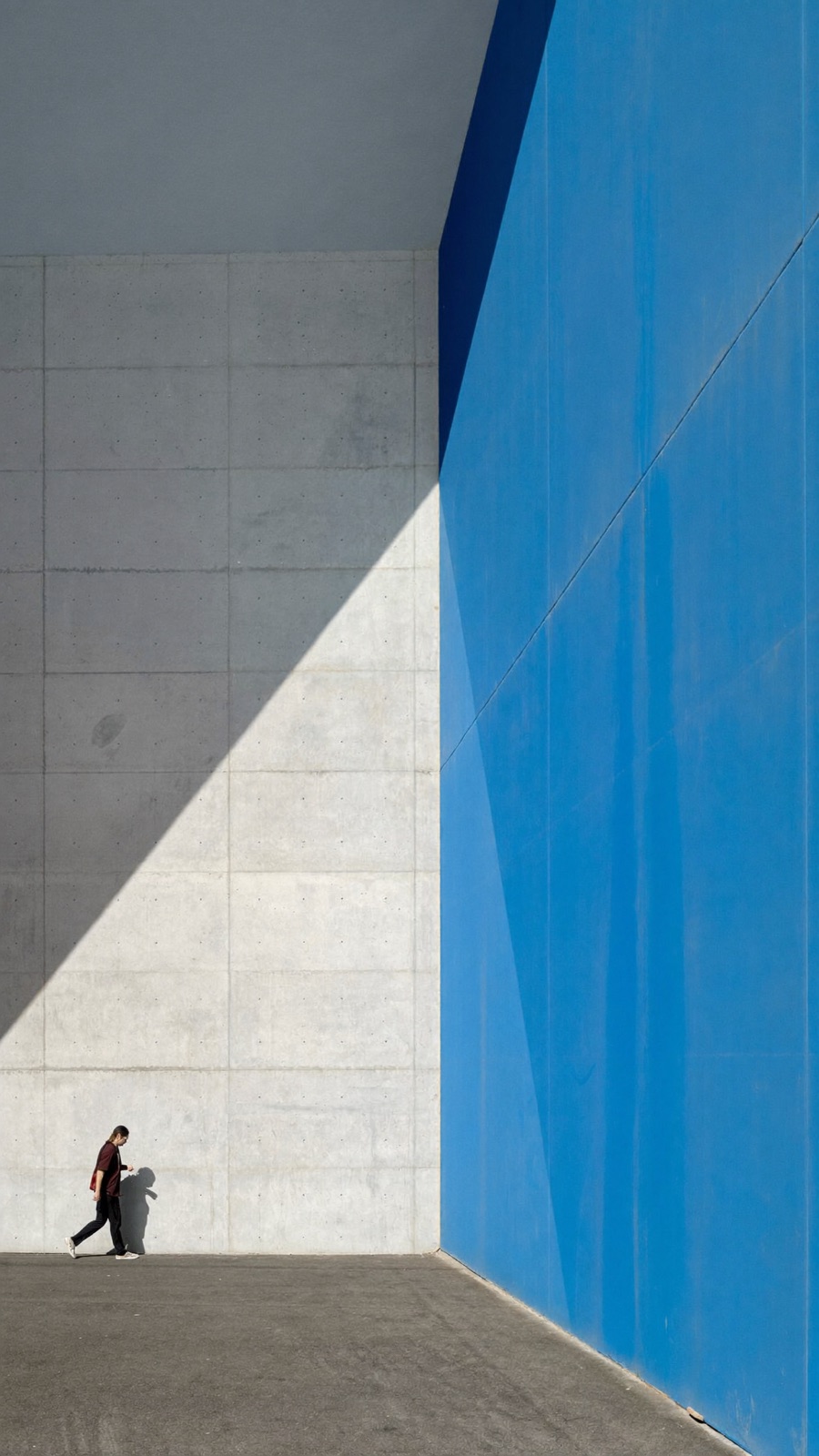 White architecture with a blue wall